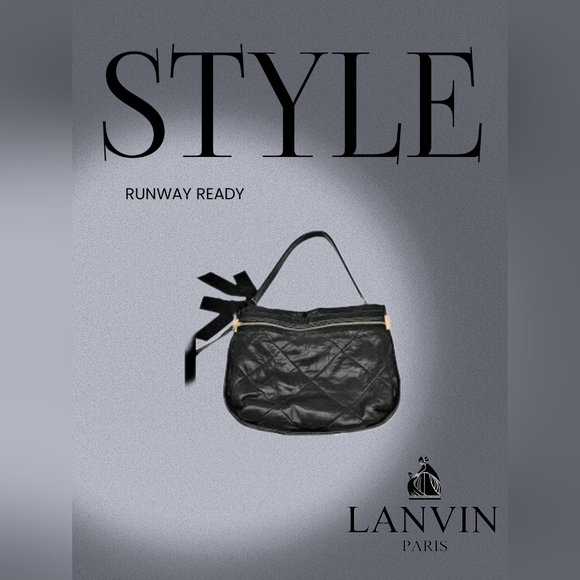 LANVIN Paris Vintage soft black Italian leather Lanvin purse - Picture 3 of 14